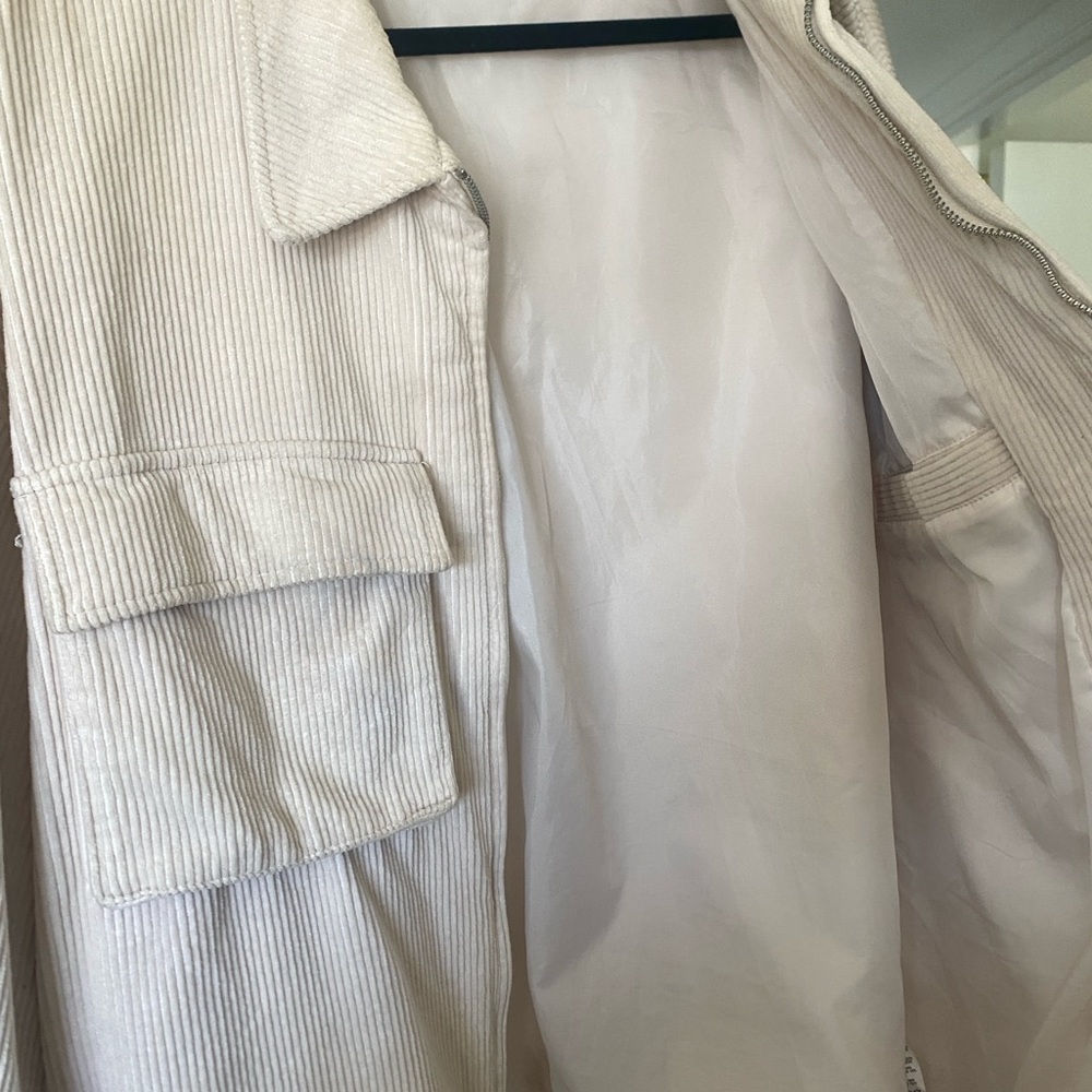 Topman Cream Corduroy Shirt Jacket Lightweight